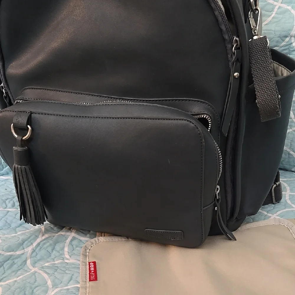 Stylish Black Leather Backpack